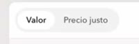Interruptor Valor / Precio justo en el panel lateral