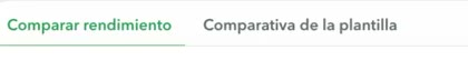 Submenús internos: Comparar rendimiento y Comparativa de la plantilla